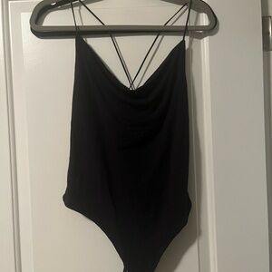 Abercrombie & Fitch Black drapey/cowl neck bodysuit